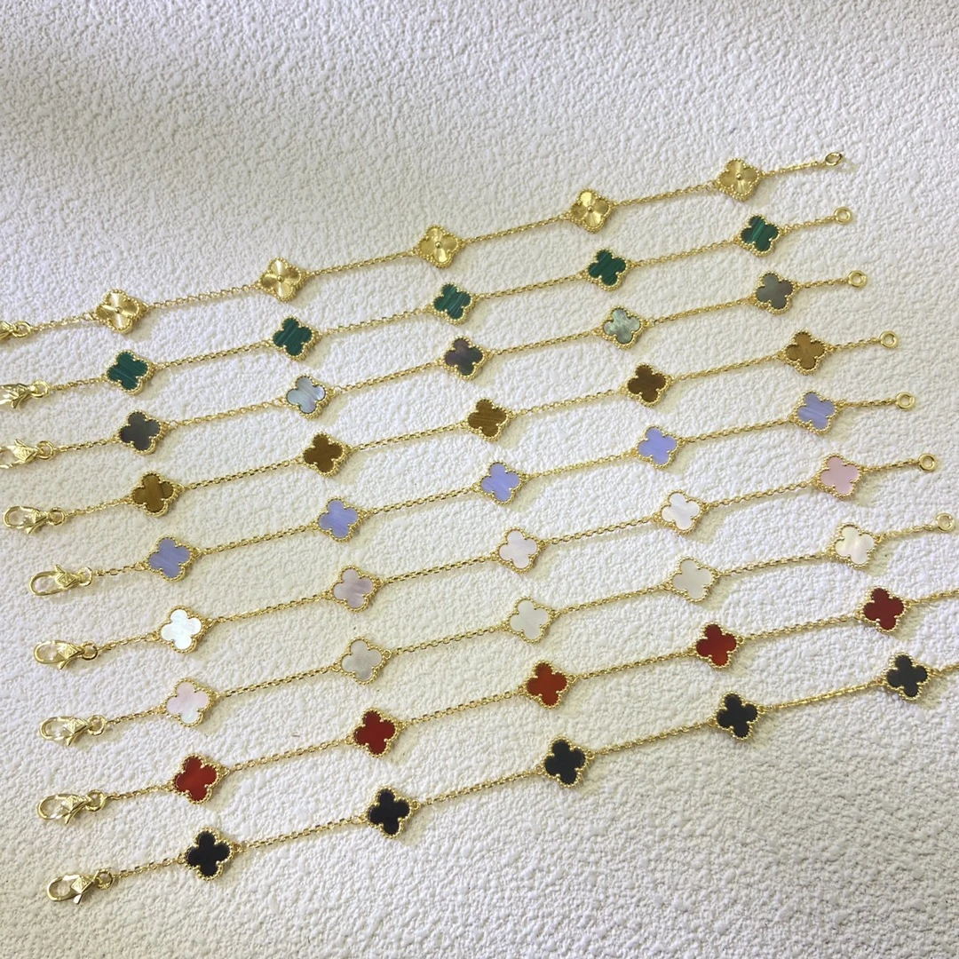 合金石英石手链 合金项链手链四叶草轻奢高级项链手链五花百搭