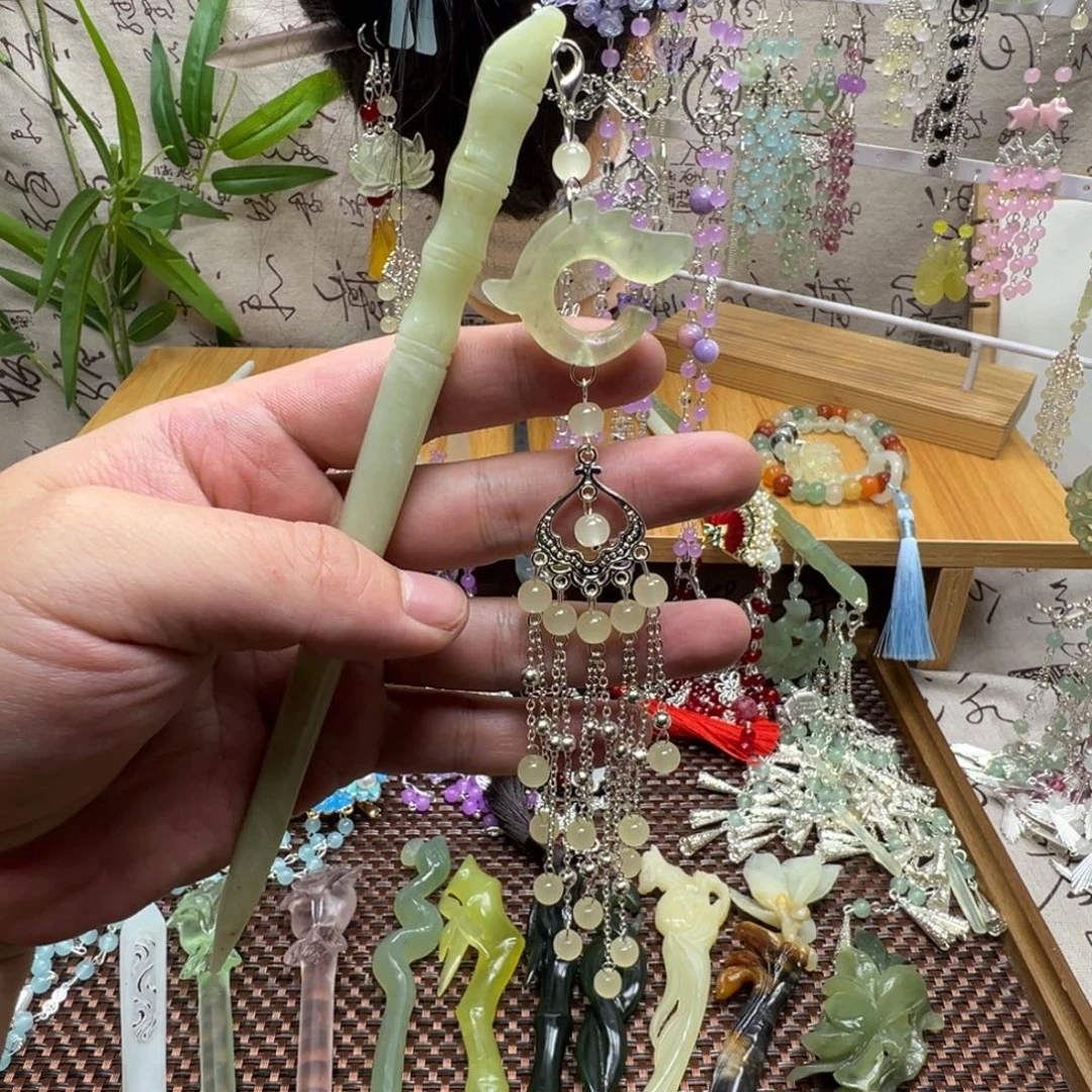蛇纹石玉合金发饰