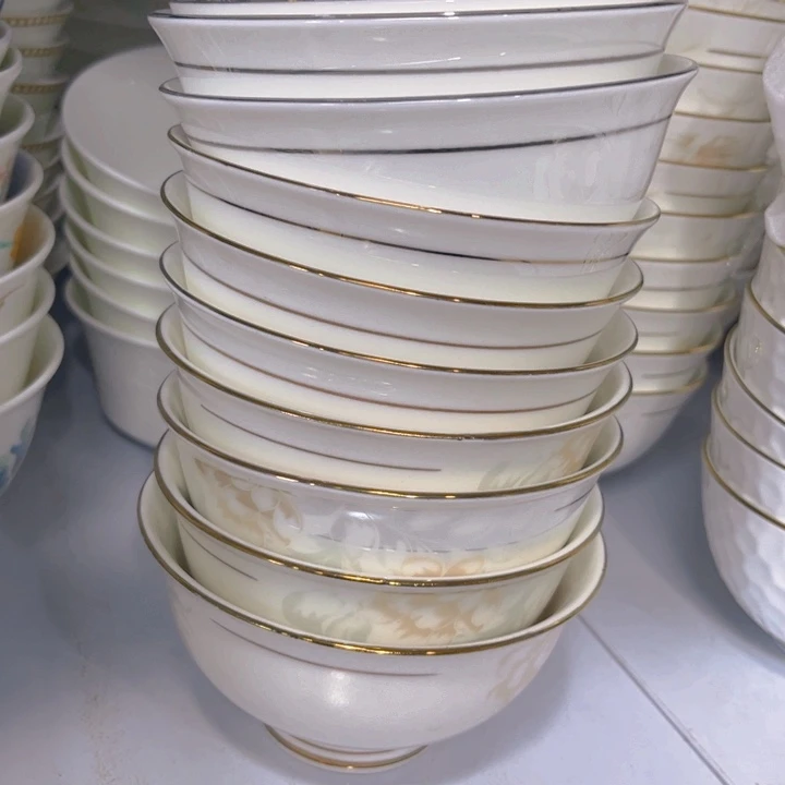 瓷片高脚碗十个微瑕4.5寸