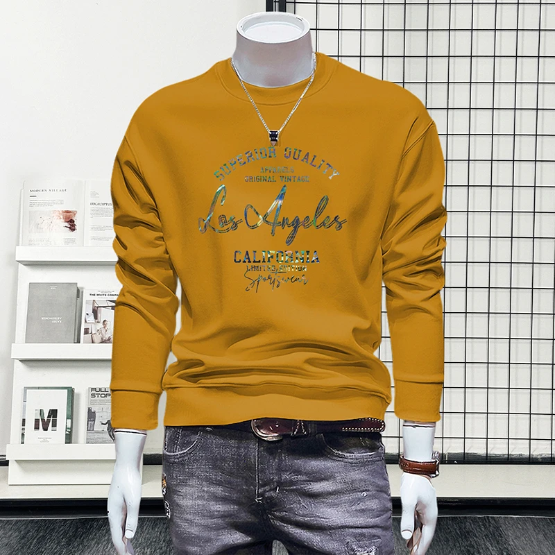 蓝晟依卫衣男士外套秋冬款时尚休闲套头圆领长袖加绒加厚打底5265