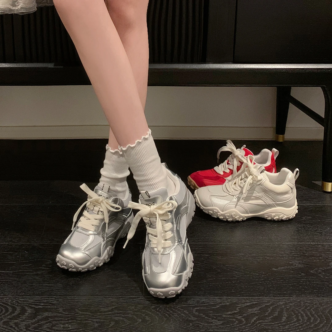 「稳叔」恋恋巴黎【增高7cm】百搭女运动网面厚底休闲韩版透气