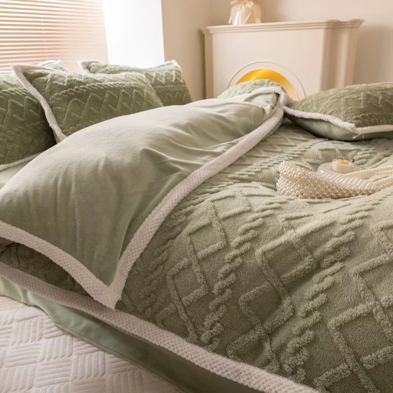 PZ 8527 高克重塔芙绒包边四件套 果绿色