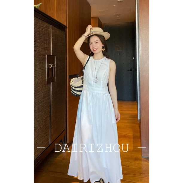 DAIRI  ZHOU▪️温柔秘籍  30亚麻70天丝拼蕾丝连衣裙无袖简约百搭