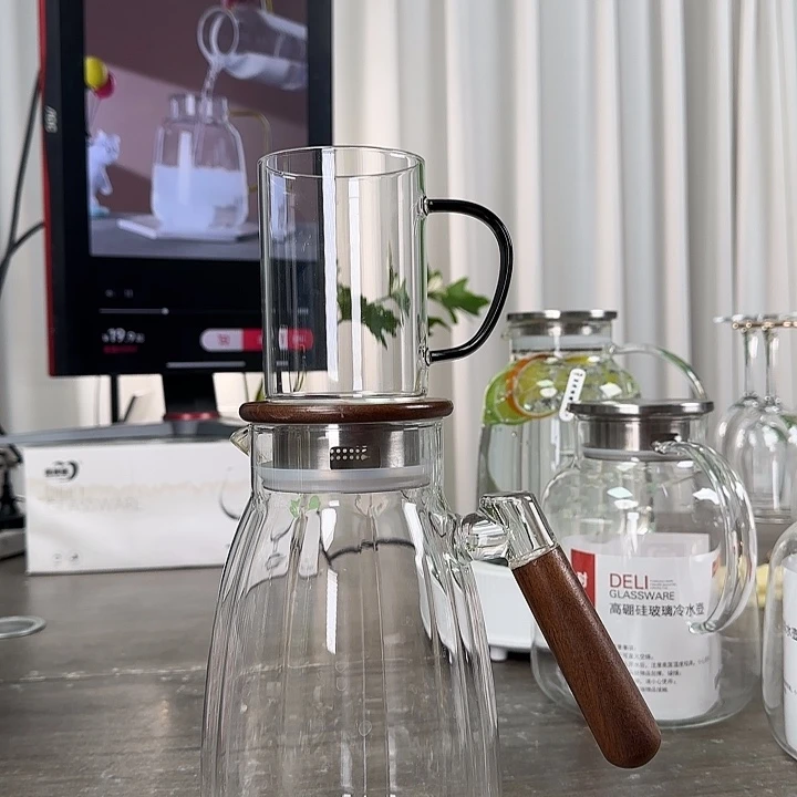 水晶玻璃无盖款一壶➕两只黑色把手300毫升
