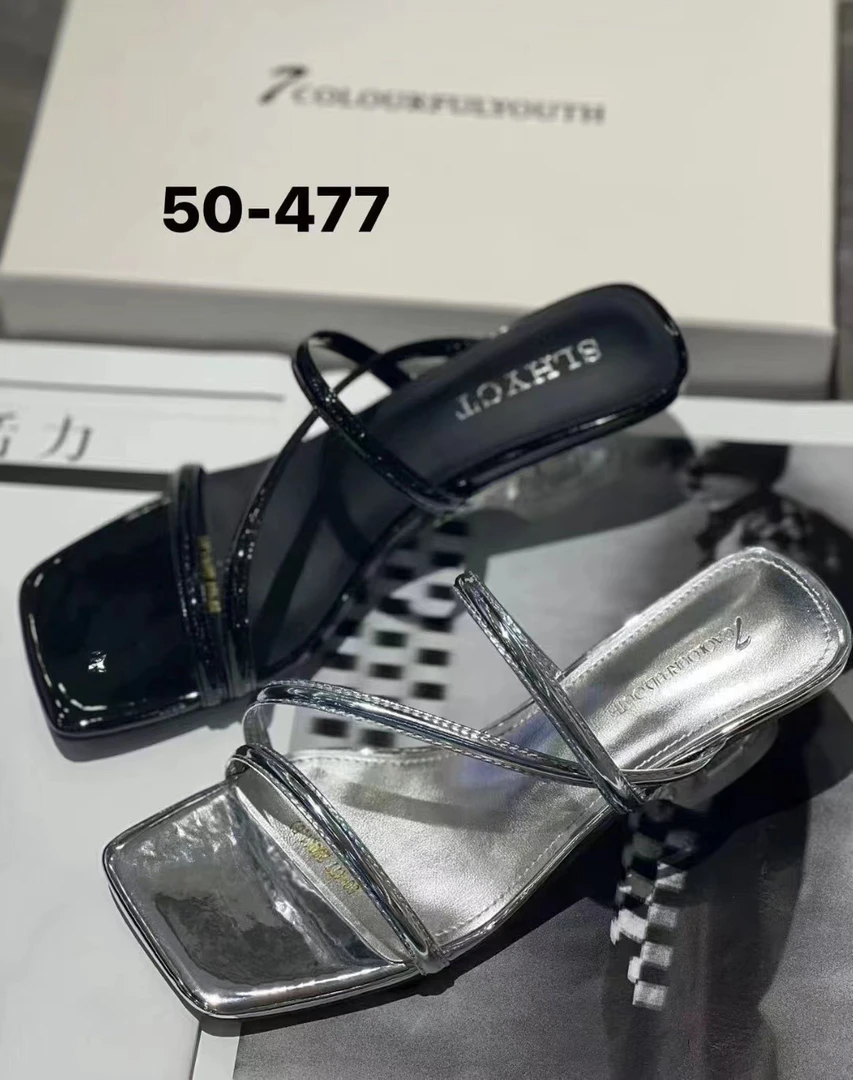 水晶鞋秀气好穿百搭高跟拖鞋50-477