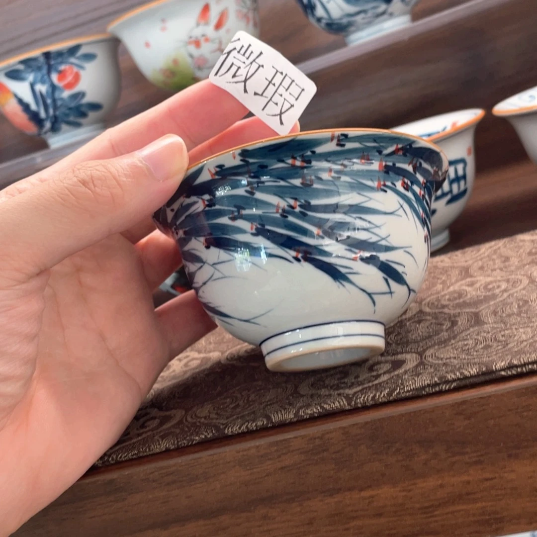 釉下手绘茶具微瑕