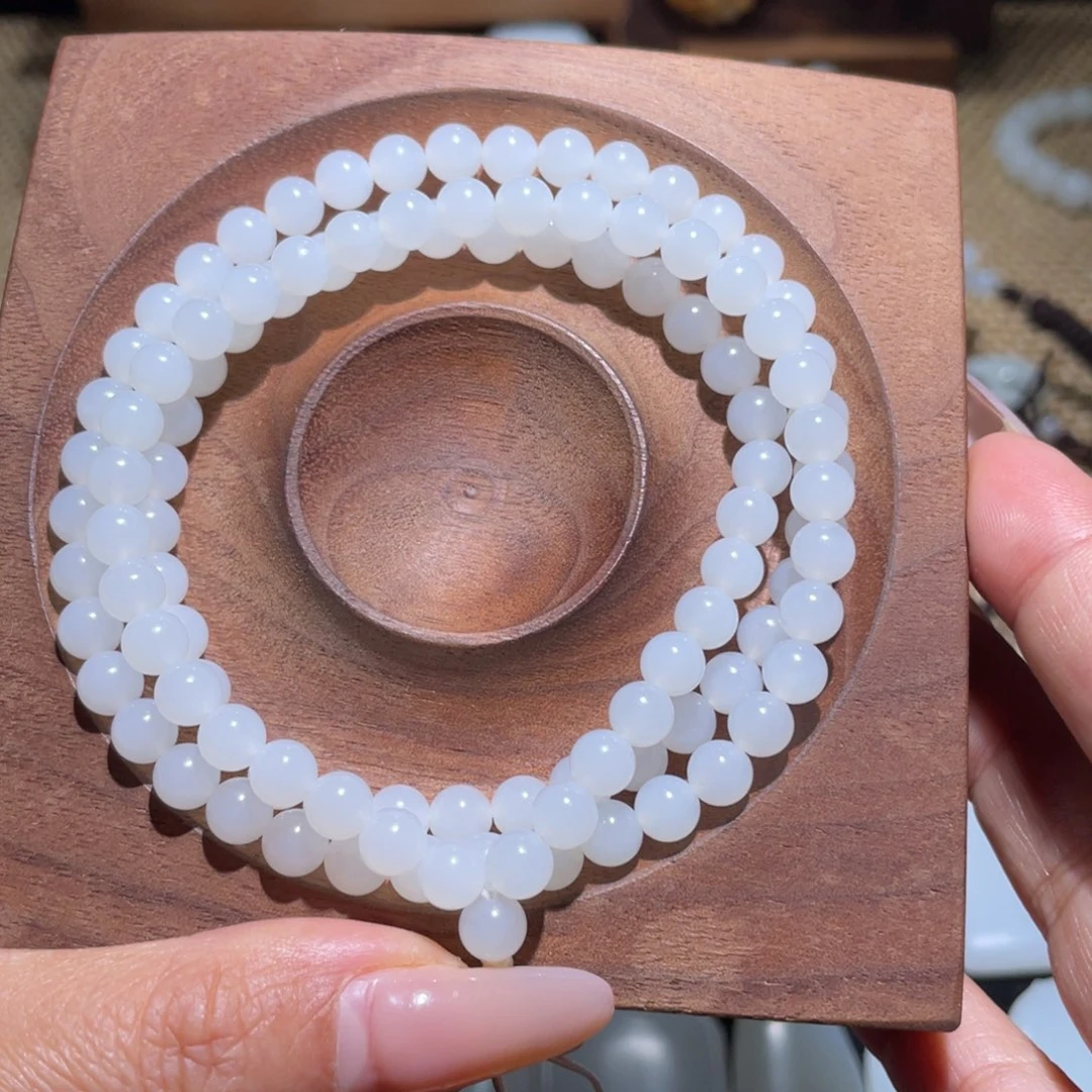 未镶嵌手链和田玉卡6圆珠