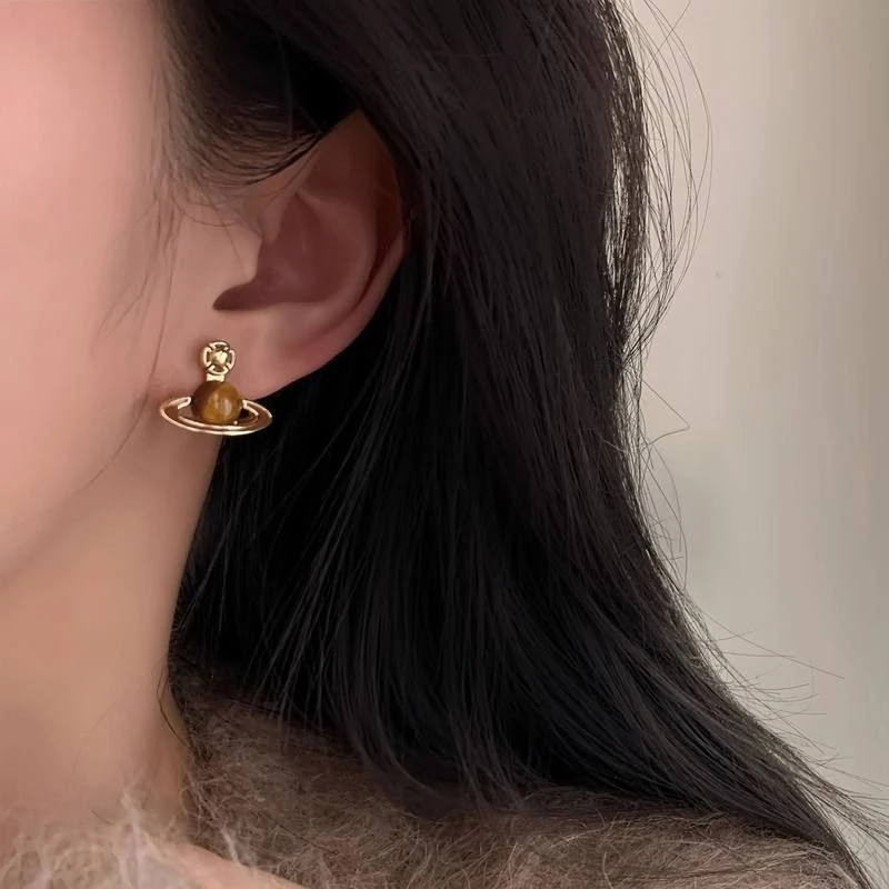 合金亚克力耳饰 「土星记」美拉德色系星球耳环独特耳饰耳钉秋冬