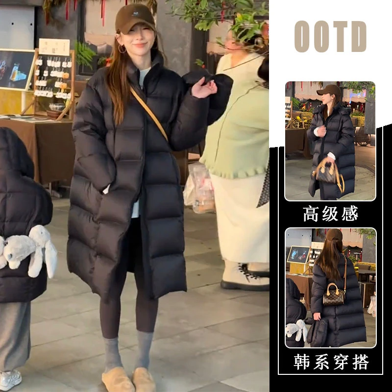 中长款连帽棉衣冬季新款宽松显瘦加厚保暖时尚潮流百搭棉服外套女