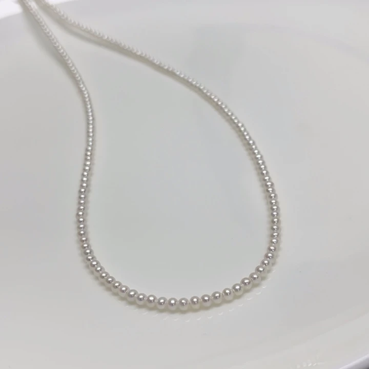 淡水珍珠颈饰银S925镶嵌淡水珍珠小米链43号