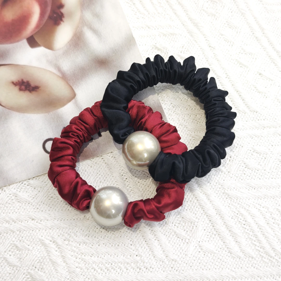 韩国发饰简约百搭珍珠大肠发圈弹力马尾发绳扎头绳