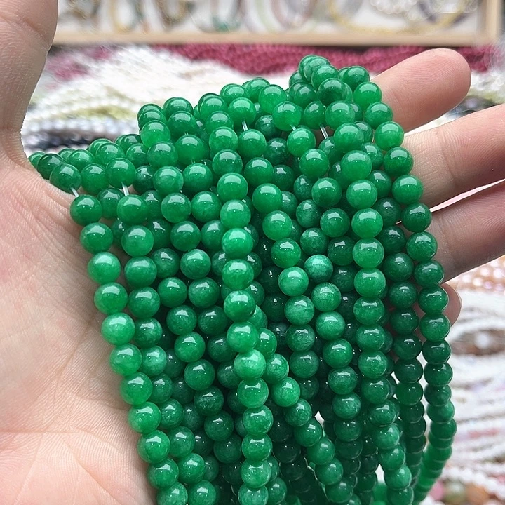 玛瑙/玉髓珠宝半成品未镶嵌一条6mm左右干青珠