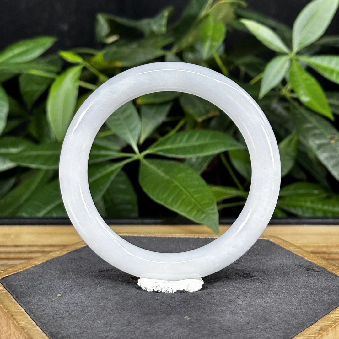 JXSZ-717 天然缅甸翡翠A货圆条手镯 圈口：55