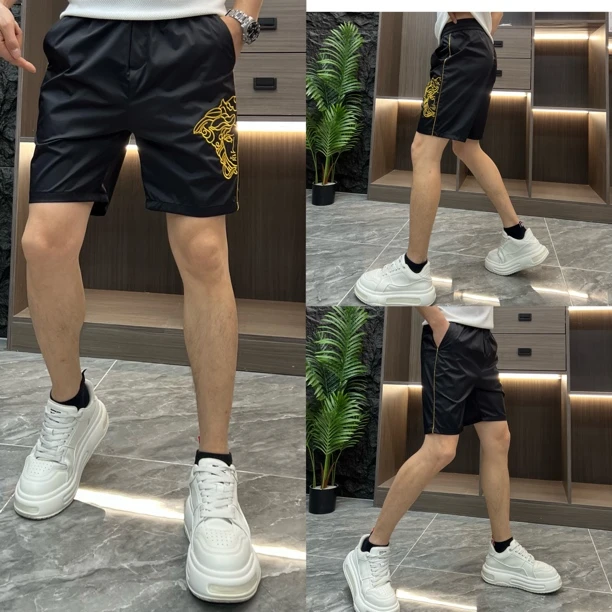 夏季男士薄款潮牌速干修身刺绣五分短裤透气时尚潮流88710