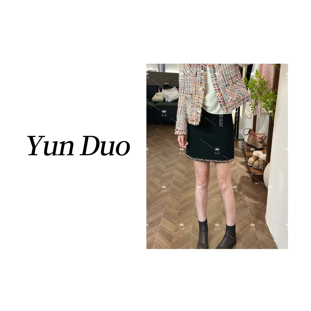 云朵定制 【金枝玉叶】彩色豆豆钉珠气质毛呢短裙IJ76