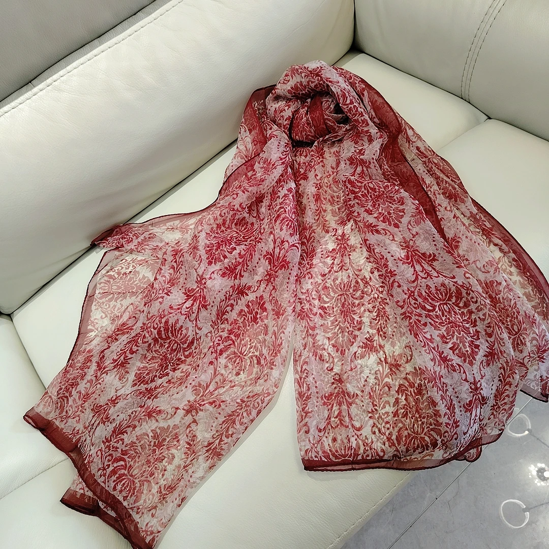 【繁华】云朵180*120长巾披肩外搭洋气高档丝巾新款夏季女士红色