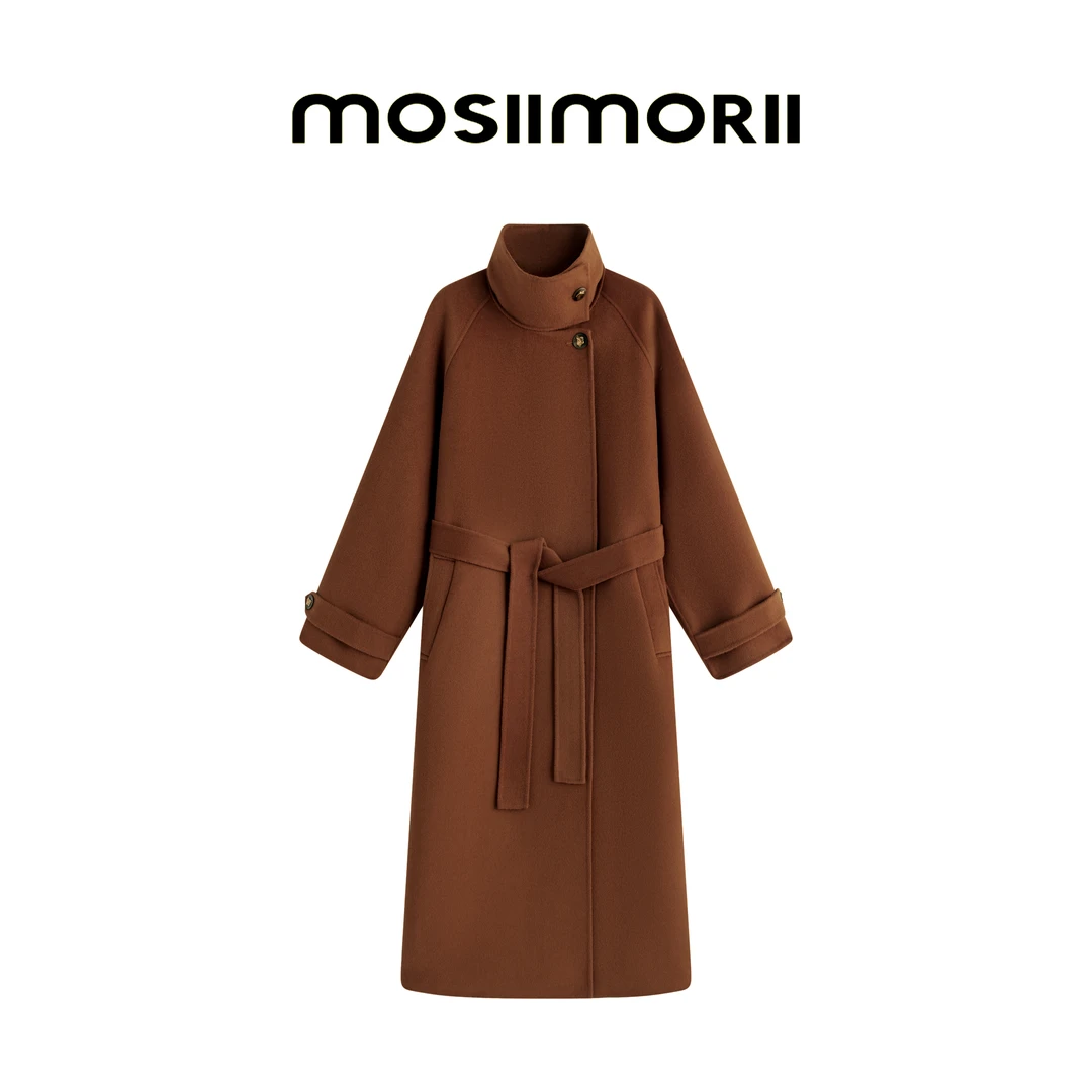 【Cold敌】限定色韩国咖100%羊毛双毛呢大衣质中长款翻领MOSIIMORII