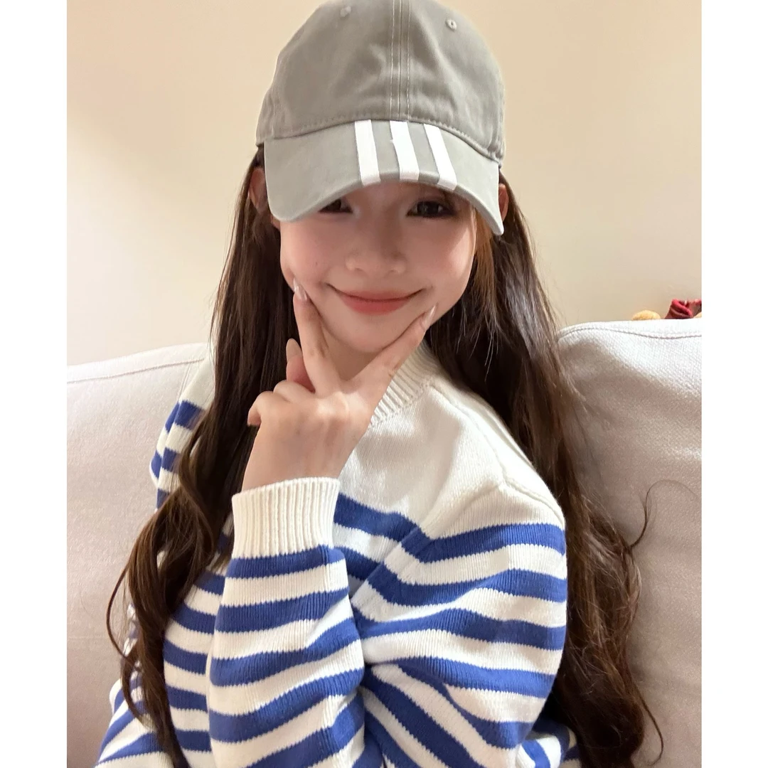 噜噜拉噜 三条杠宽檐显脸小棒球帽女遮阳时尚百搭大头围鸭舌帽子