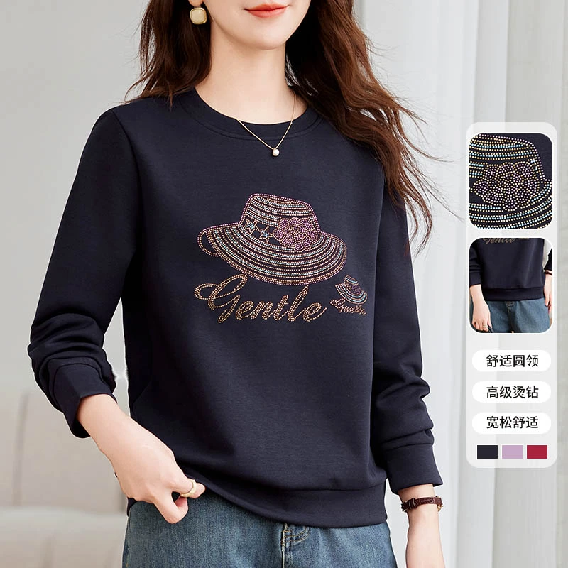 【满天星刺绣】圆领卫衣女春秋2026新款高级感图案休闲百搭流行上衣