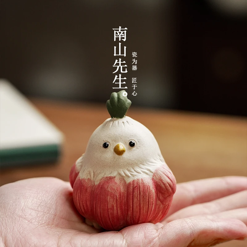 蒜鸟 可养茶玩茶宠摆件紫砂精品手工可养茶盘摆件