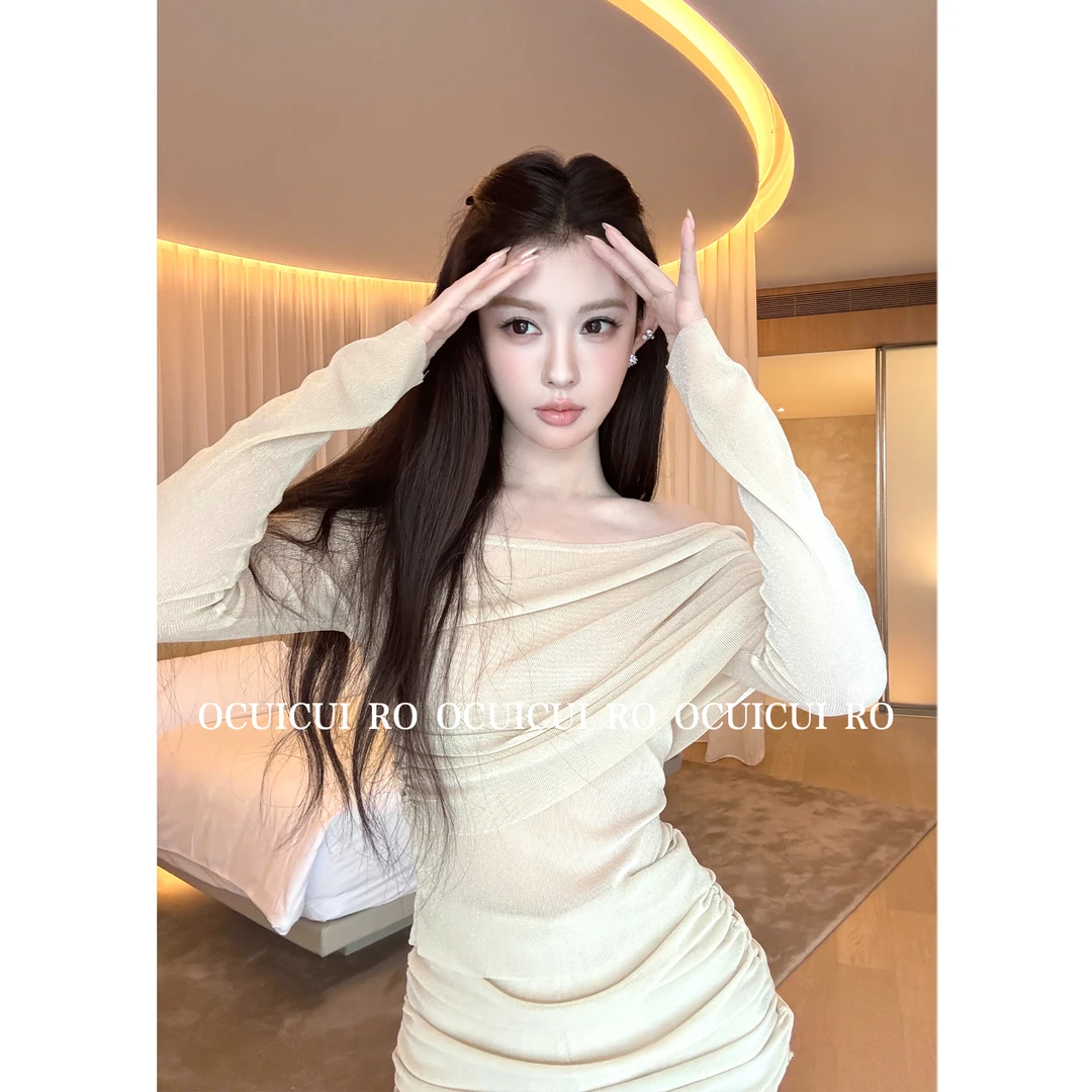 CUI CUI 崔崔【神明少女】法式设计感气质修身显瘦荡领上衣套装女