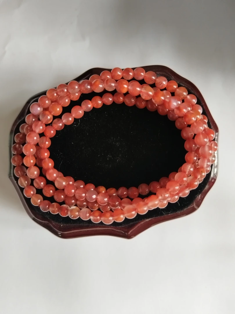 【南红臻宝】冰飘手链4圈四川凉山冰红天然无优化4mm