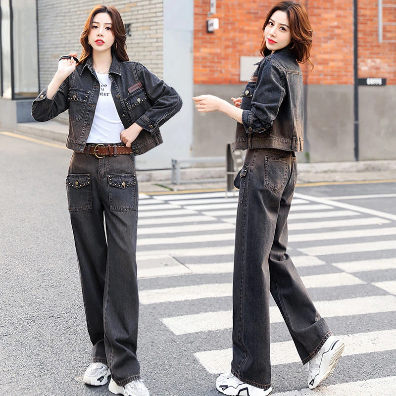 欧货高端牛仔裤休闲套装女士春秋季2025年新款洋气时尚搭配一整套