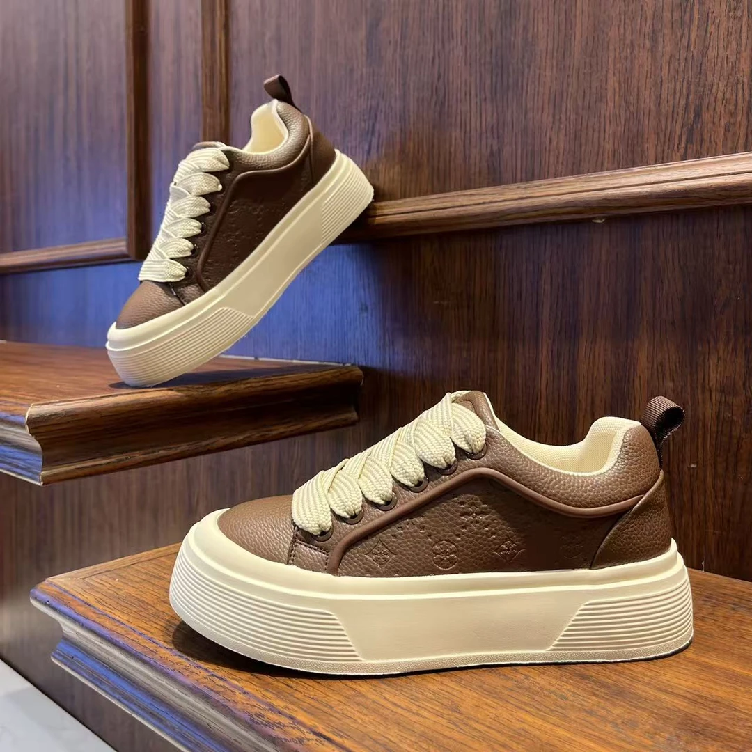 男鞋2025厚底纯色秋季皮面压花时尚休闲鞋增高低帮潮流男生鞋子