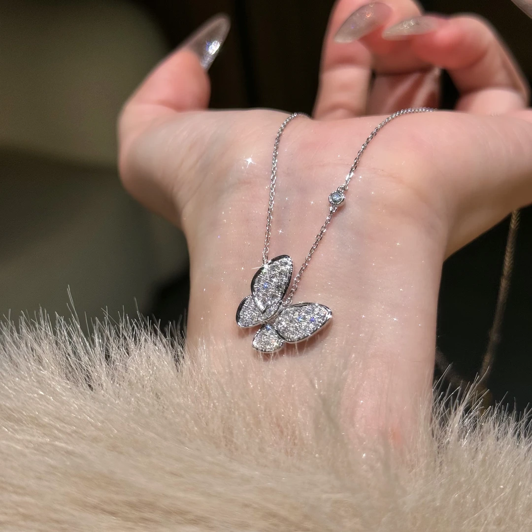 QANNA【超大号 】【满钻蝴蝶】轻奢百搭名媛风网红钻石锁骨链项链AY