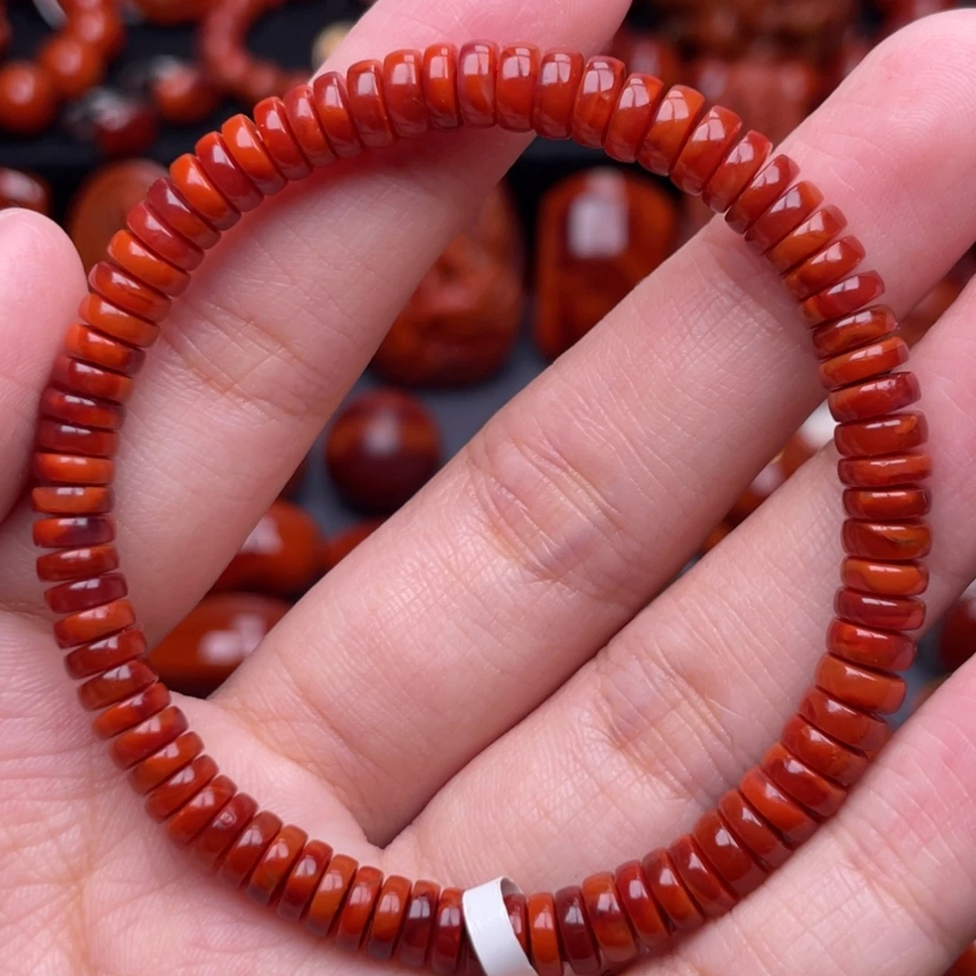 南红玛瑙未镶嵌珠宝奇石单圈6mm