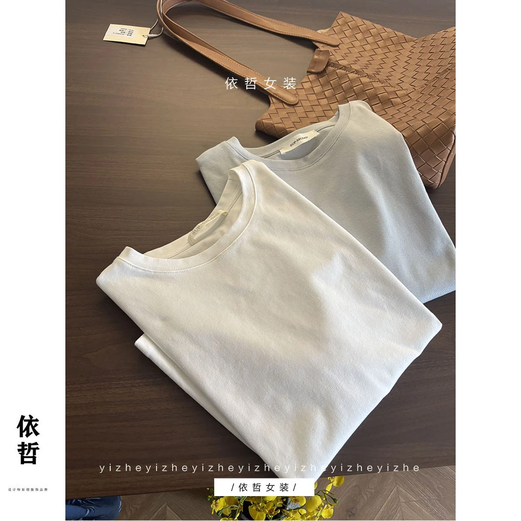 "基础款棉t"女短袖气质夏季小众设计感