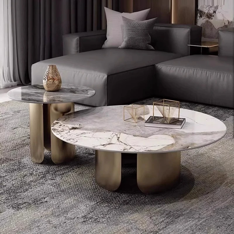 酒店民宿圆形组合轻奢高级感意式轻奢客厅家用小户型网红茶几