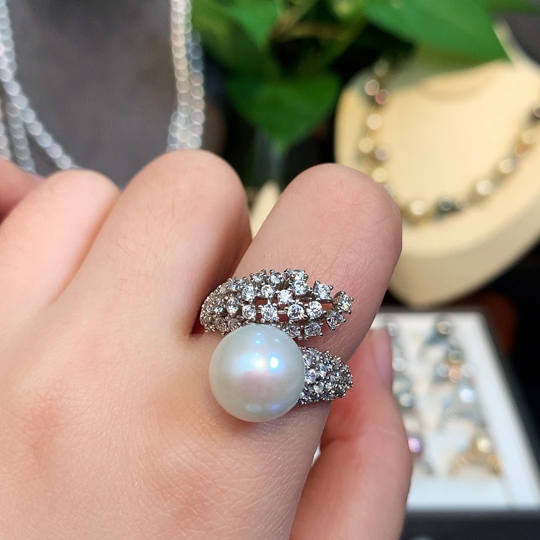 淡水珍珠戒指银S925镶嵌