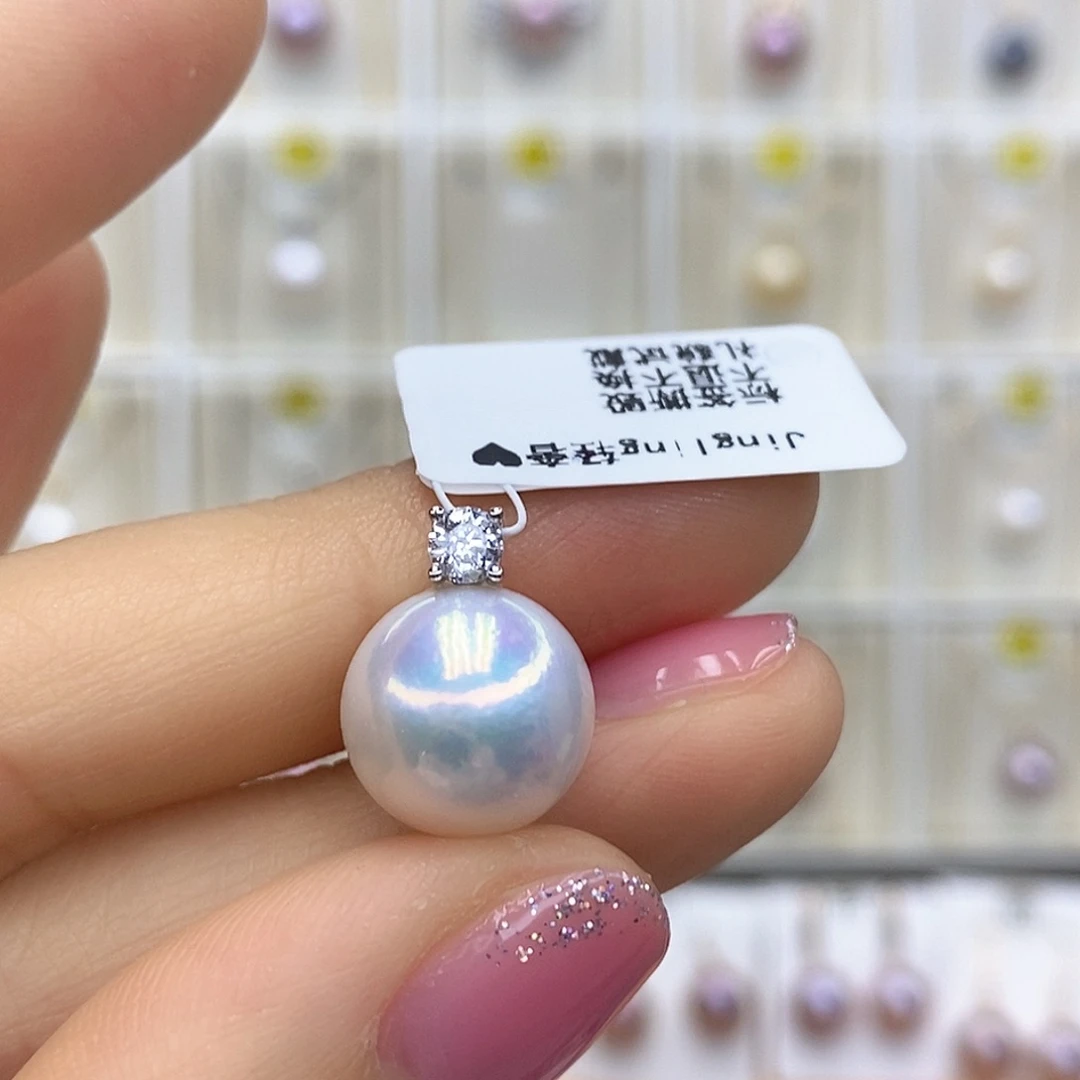 淡水珍珠银S925镶嵌吊坠(赠链)
