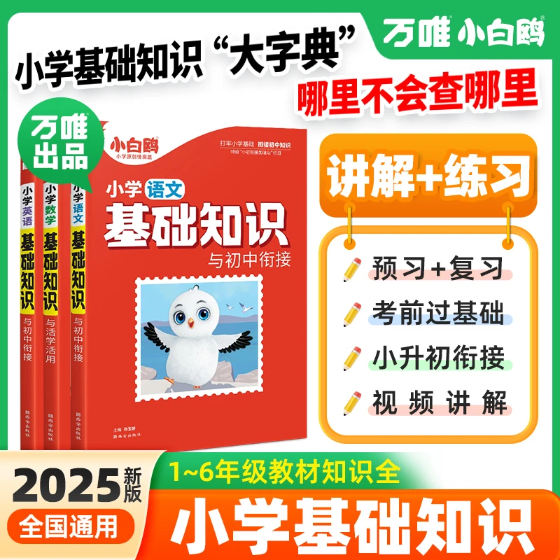 万唯小白鸥小学基础知识2025新版小升初语数英强化训练书籍推荐