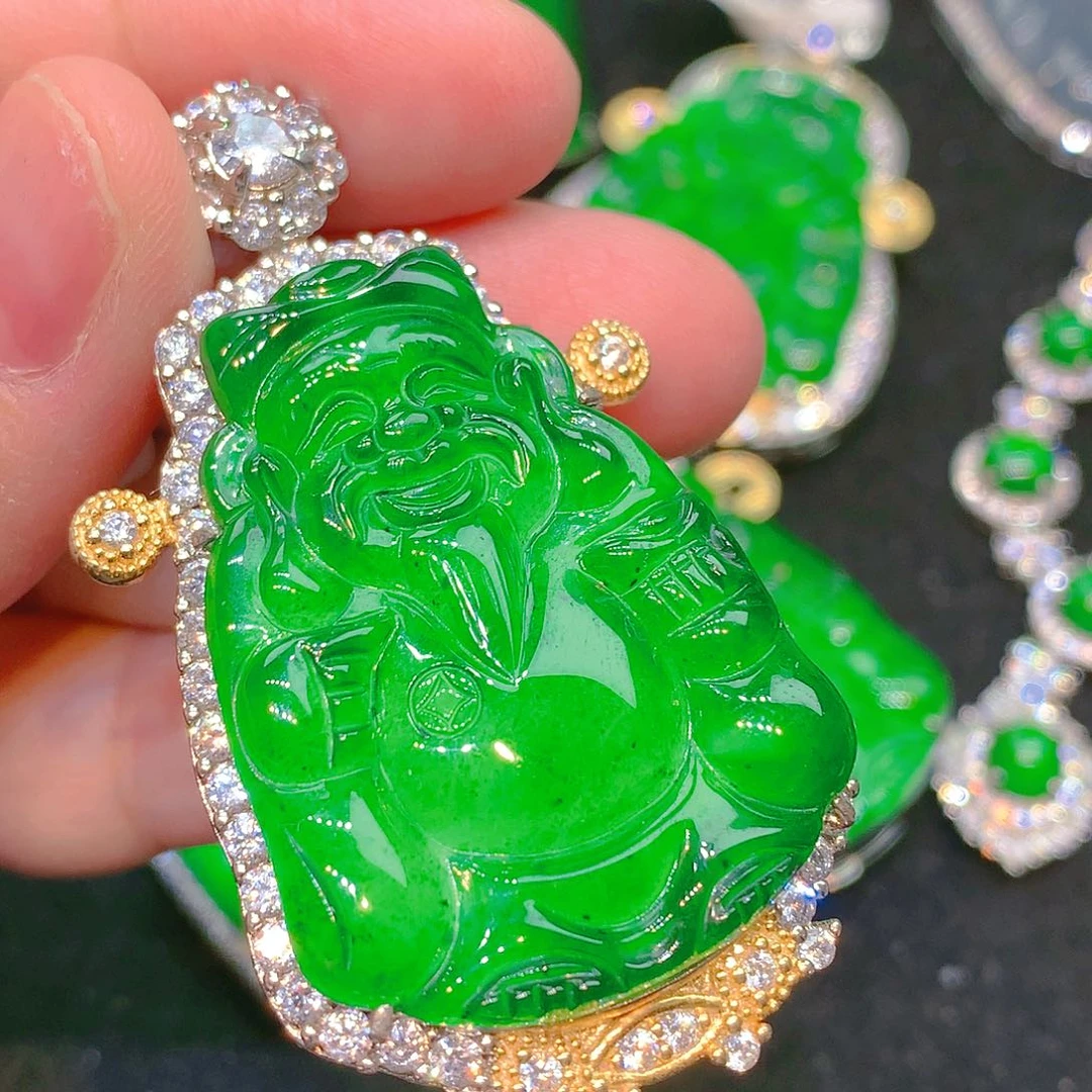 吊坠(不含链)银S925镶嵌翡翠翡翠