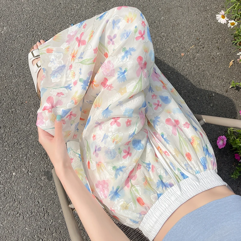 多巴胺休闲冰丝半身碎花夏季高腰新款2025蓬蓬女显瘦短裙裙子花苞