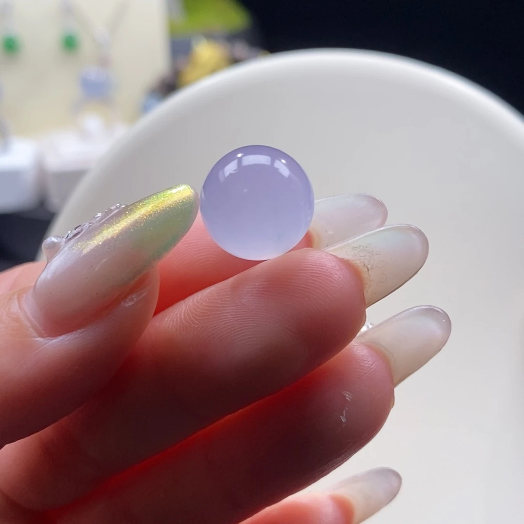 翡翠未镶嵌颈饰翡翠冰淡蓝紫珠13.08mm