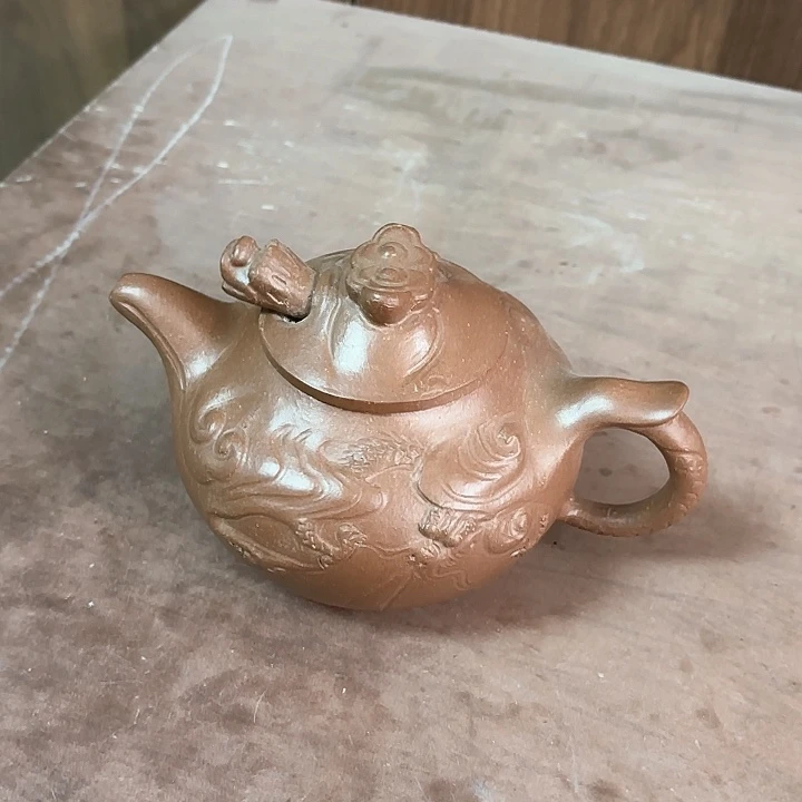 紫砂茶壶紫泥鱼化龙