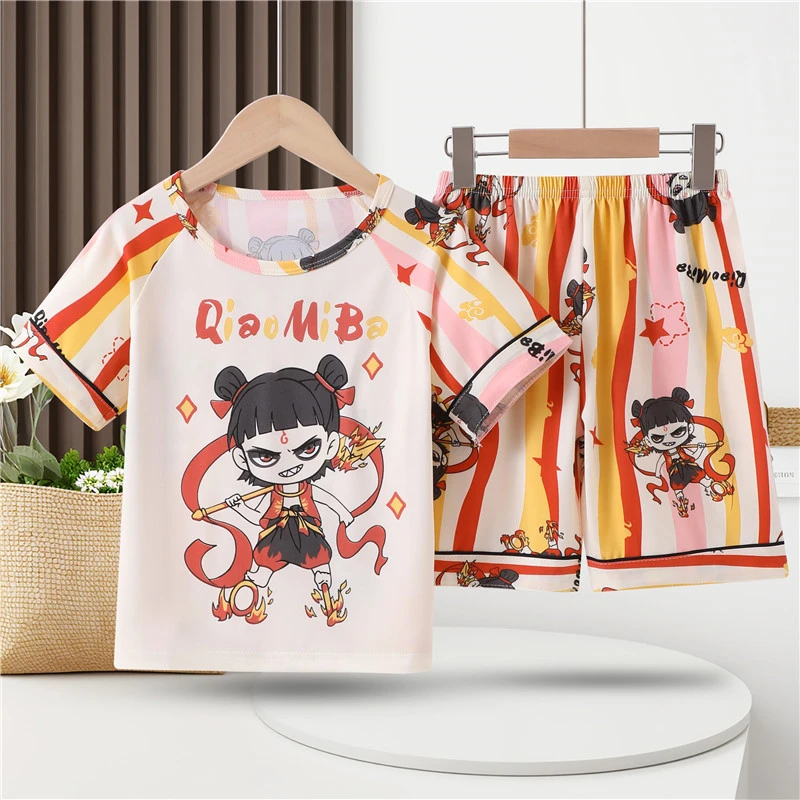 男童睡衣夏季短袖薄款卡通中大童小孩宝宝夏天儿童空调家居服套装