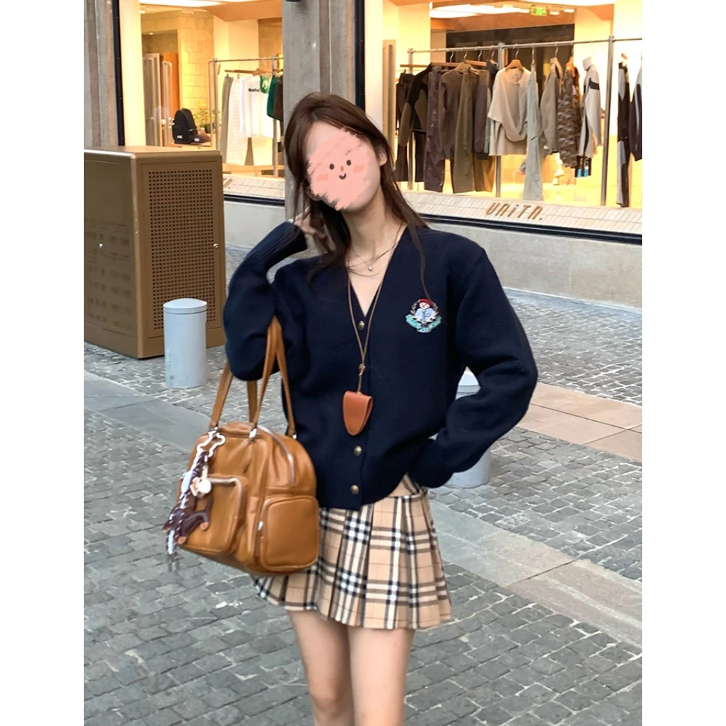 卡其格纹百褶裙学院风高腰显瘦短款A字半身裙女秋新品气质百搭