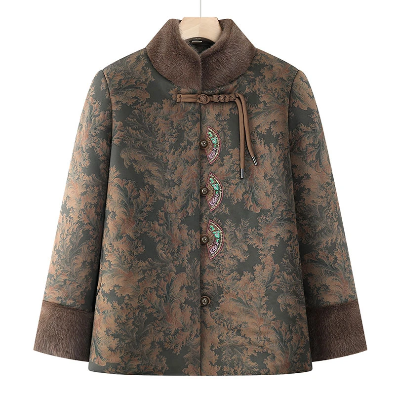 （BB25）中老年人妈妈棉衣女奶奶冬装时尚新中式国风棉服太太加绒