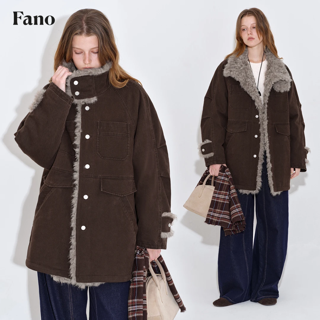 10.20上新 冬野寻踪 重工做旧毛领工装派克羽绒服FD25Y008