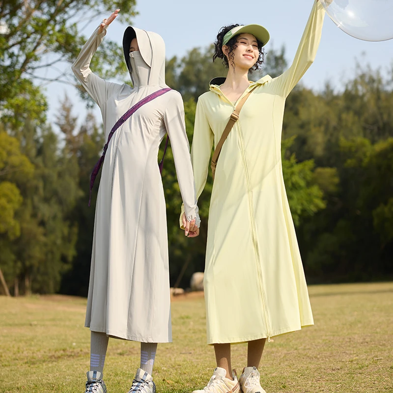 冰丝凉感原纱大帽檐防晒服防紫外线透气显瘦长款2025夏季长裙女