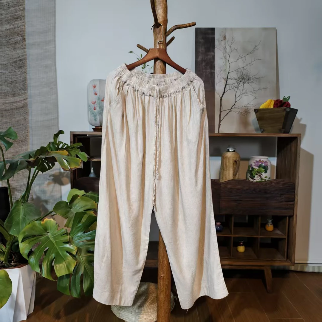 【大梅子推荐】设计款亚麻系带山本裤MXA8279B