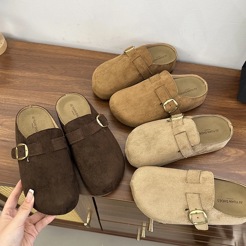 勃肯半拖鞋懒人一脚蹬2025秋季新款厚底包头拖鞋女外穿勃肯鞋女鞋