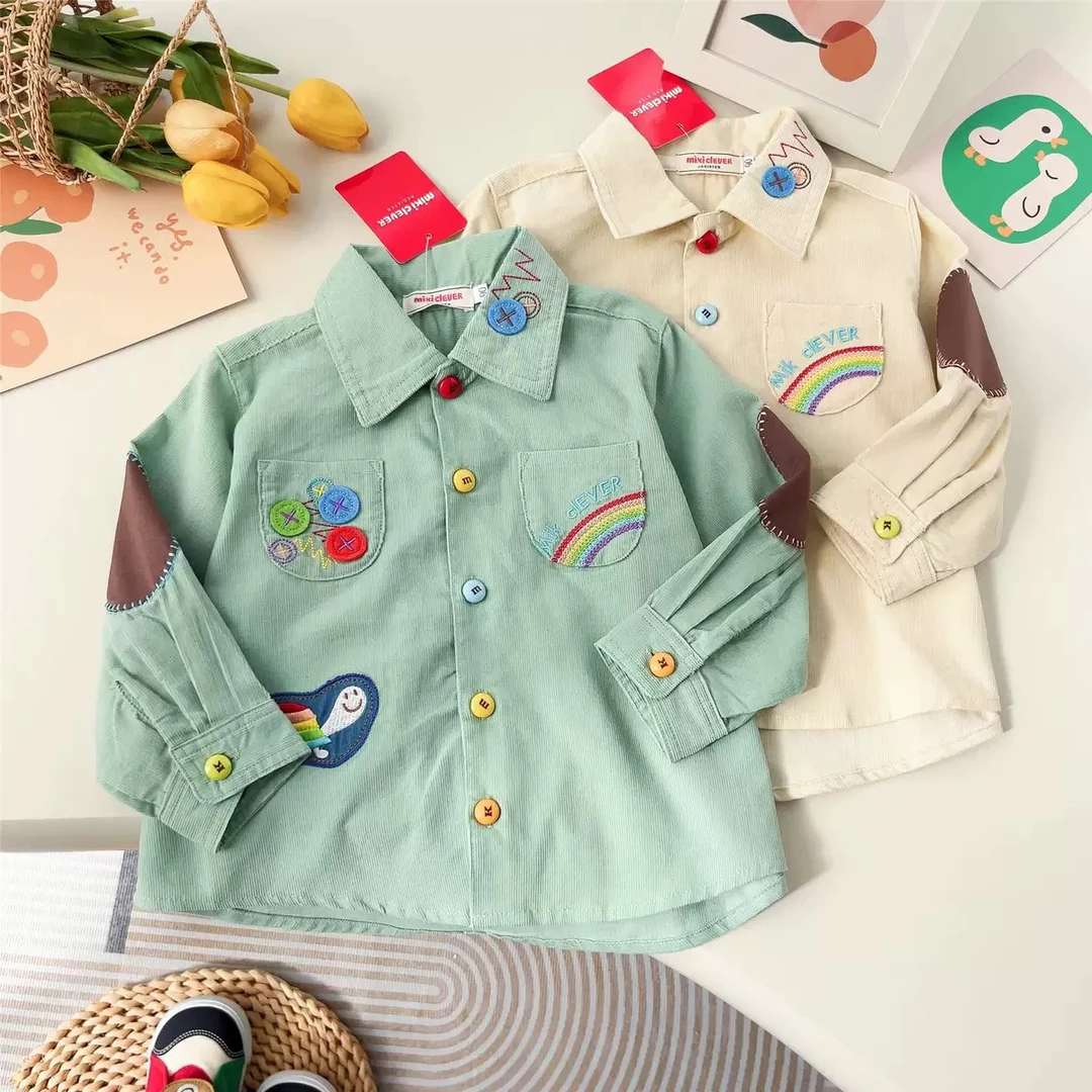 【喜宝宝微瑕福利品】日系儿童湖绿色开扣衬衣