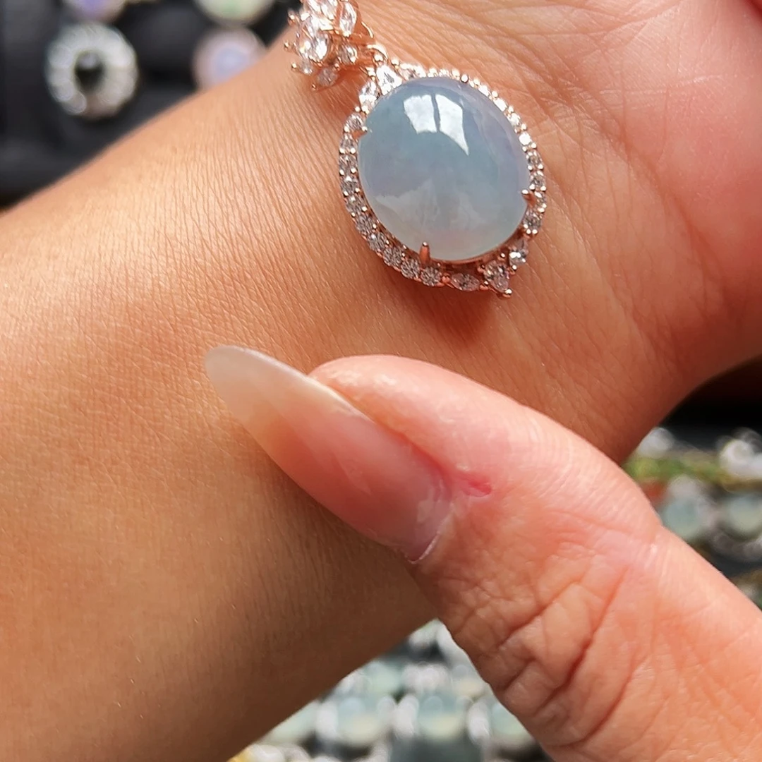 翡翠银S925镶嵌戒指缅甸天然A货翡翠吊坠