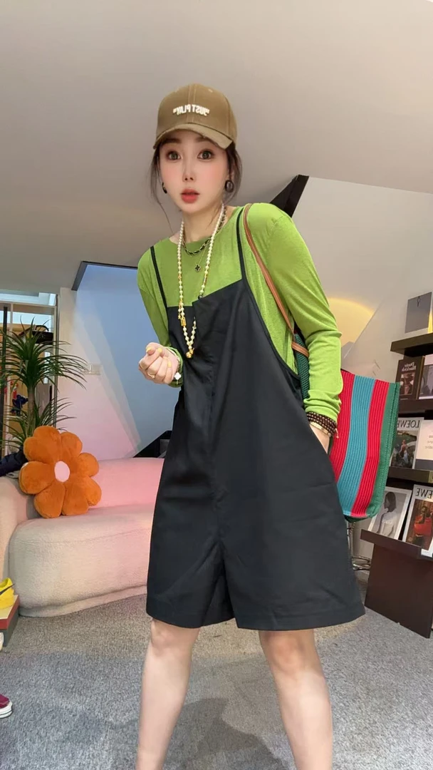 【小二姐家】夏季新款时尚百搭洋气细带韩版背带裤8885