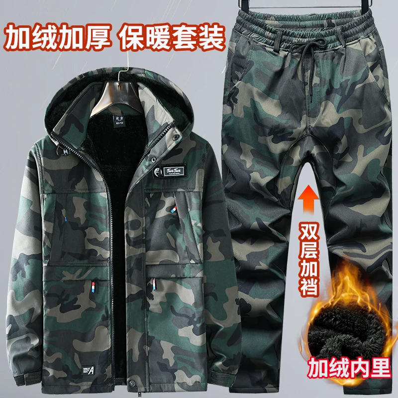 秋冬加绒加厚迷彩服男女工装套装耐脏耐磨保暖防烫电焊劳保工作服